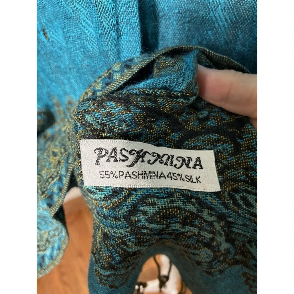 pashmina scarf wrap shawl Pashmina/silk Blue Casual